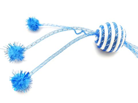Nayeco hračka pro kočku střapatý míček průměr 3,5 cm,modrý