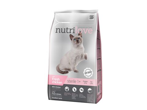 Nutrilove pro kočky sterile 1,4 kg s čerstvým kuřecím masem  