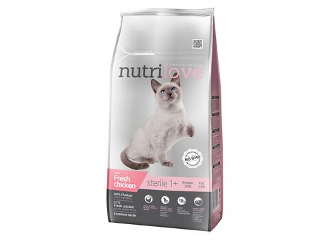 Nutrilove pro kočky sterile 7 kg s čerstvým kuřecím masem