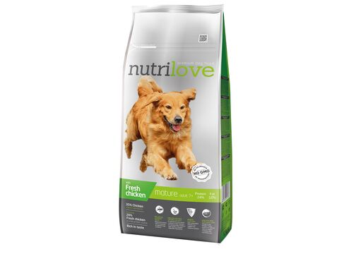 Nutrilove granule pro psy Mature 7+ s čerstvým kuřecím 12 kg 