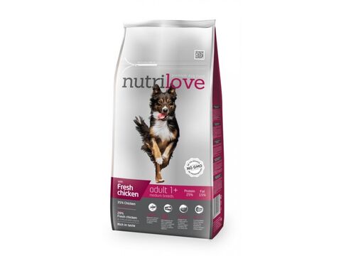 Nutrilove granule pro psy adult M s čerstvým kuřecím 8 kg 