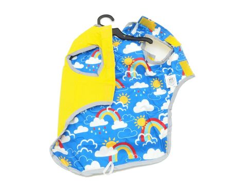 Nayeco pláštěnka pro psa 40 cm, obvod 49 cm, oboustranná žlutá, modrá doprodej