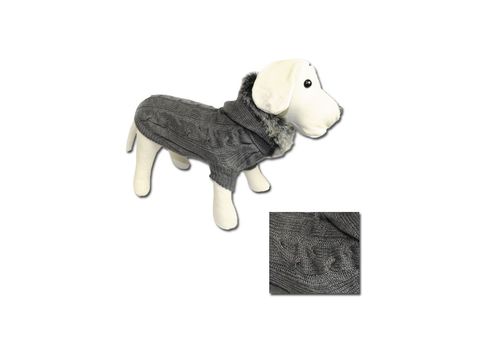 Nayeco svetr pro psa s kapucí a kožešinou šedý 50 cm, obvod 36 cm doprodej