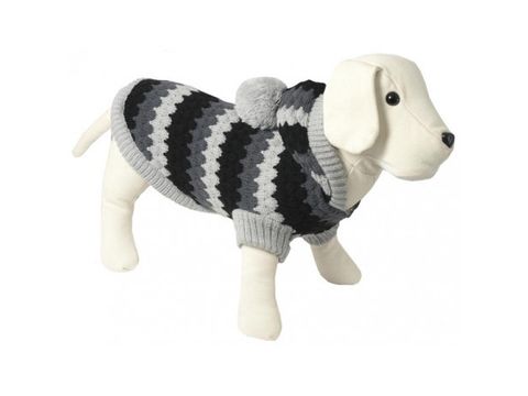 Nayeco svetr pro psa s kapucí teplý černo šedý 35 cm, obvod 38 cm doprodej