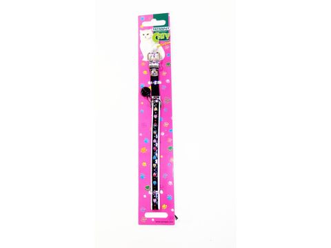 Tatrapet obojek pro kočky Basic 10 mm x 30 cm koženkový zdobený s gumičkou rolničkou černý