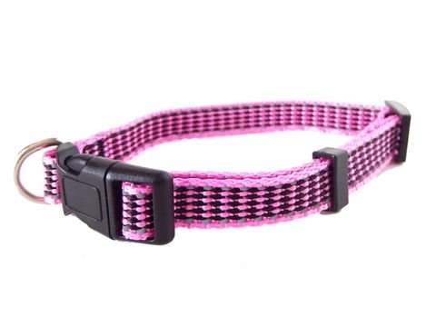 Tatrapet Benny obojek na psa Basic 10 mm x 21-37 cm nylon reflexní růžový/černý