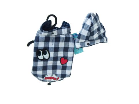Nayeco oboustranná bunda pro psa zateplená s kapucí modro bílá kostka 50 cm obvod 74 cm do