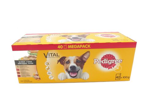 Pedigree adult 40 x 100 g  kapsa šťáva hovězí,kuře,krůta,jehně 