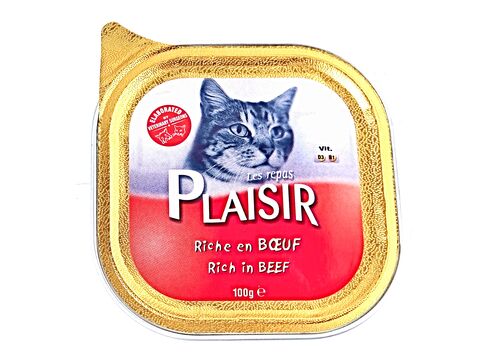 PLAISIR vanička 100g  pro dospělé i sterilizované kočky hovězí 