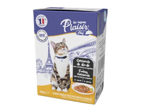 Plaisir Chef TETRAPACK pro dospělé kočky krůtí s mrkví a cuketou v omáčce 190g