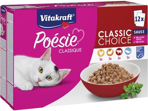 Poésie Classique Multipack 12 x 85 g kuře, krocan, hovězí, ryba v omáčce kapsa+dárek Vitak
