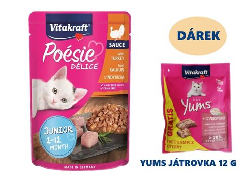 Vitakraft Poésie Délice Sauce Junior krůtí 85 g kapsa +dárek Vitakraft cat Yums 12 g játro