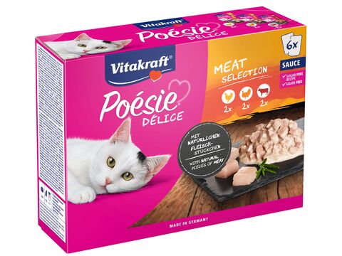 Vitakraft Poésie Délice Multipack v omáčce 6 x 85 g kuře, krocan, hovězí kapsa+dárek cat