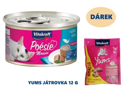 Vitakraft Poésie Mousse losos 85 g konzerva+dárek Vitakraft cat Yums 12 g játrovka