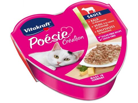Vitakraft Poésie Création, telecí v sýrové omáčce 85 g, vanička+dárek Vitakraft cat Poésie