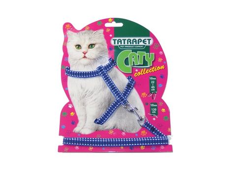 Tatrapet postroj s vodítkem pro kočku 1 x 22 - 45 / x 120  cm modrý