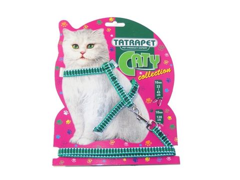 Tatrapet postroj s vodítkem pro kočku 1 x 22 - 45 / x 120 cm zelený
