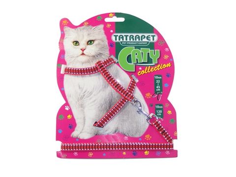 Tatrapet postroj s vodítkem pro kočku 1 x 22 - 45 / 120 cm červený