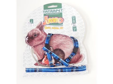 Tatrapet postroj a vodítko pro králíka, 1 x 22 - 45 cm/120 cm, károvaný modrý 