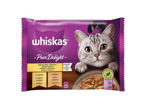 Whiskas Pure Delight jemné kousky v želé 4 x 85 g kapsa, kuře a krůta