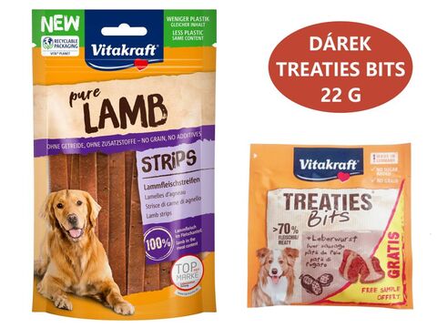 Vitakraft Pure Lamb 80 g jehněčí plátky+dárek Vitakraft dog Treatis Bits 22 g játrovka 