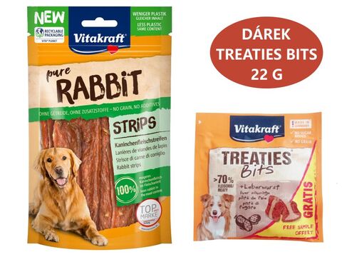 Vitakraft Pure Rabbit 80 g králičí plátky+dárek Vitakraft dog Treatis Bits 22 g játrovka 