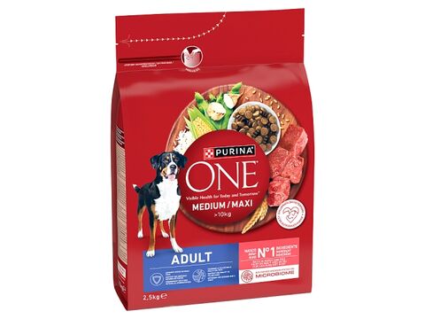 Purina One Medium/maxi adult dog 2,5 kg hovězí