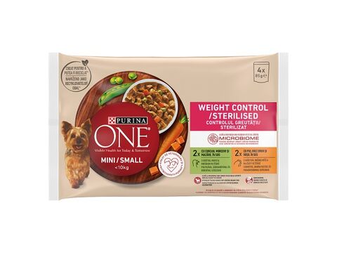 Purina ONE MINI Dog Weight Control Krůta a kuře ve šťávě 4 x 85 g kapsa