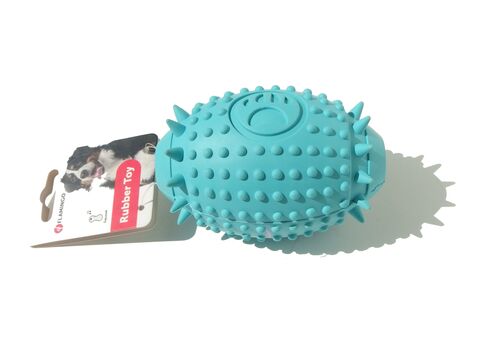 Flamingo hračka pro psa ragby míč 11 cm guma modrá