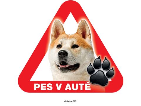 Grel nálepka na sklo pozor pes v autě akita inu