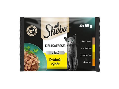 Sheba Delicacy in jelly drůbeží výběr 4 x 85 g kapsa kuře a krůta,kachna a drůbež 