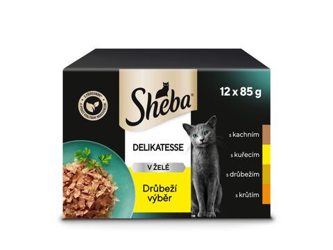 Sheba Delicatesse drůbeží výběr v želé 12 x 85 g kapsa kuře, krůta, kachna, drůbeží  