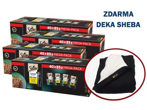 Balíček Sheba in jelly drůbeží kapsa 160x 85 g + dárek deka s beránkem 140 x160 cm   