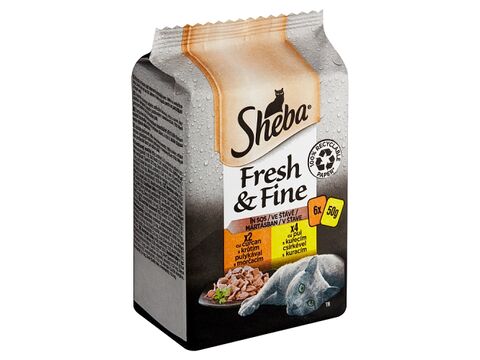 Sheba Fresh & Fine kapsa s kuřecím a s krůtím ve šťávě, 6 x 50 g 
