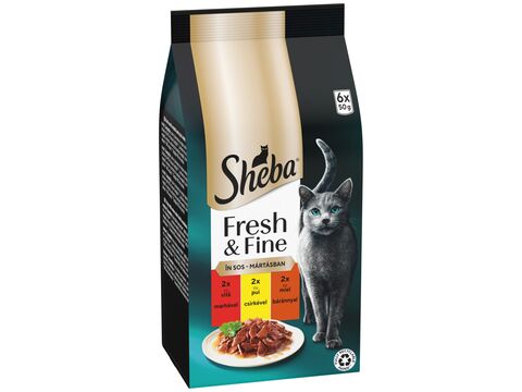 Sheba Fresh & Fine kapsa s hovězím, kuřecím a jehněčím ve šťávě, 6 x 50 g  