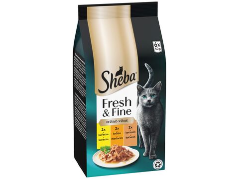 Sheba Fresh & Fine kapsa s kuřecím a s krůtím ve šťávě, 6 x 50 g 