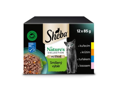 Sheba Nature"s collection kapsič. smíšený výběr ve šťávě 12 x 85 g,kuře,krůta,tuňák,loso
