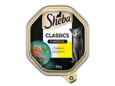 Sheba s telecím a kuřecím v paštice 85 g vanička 