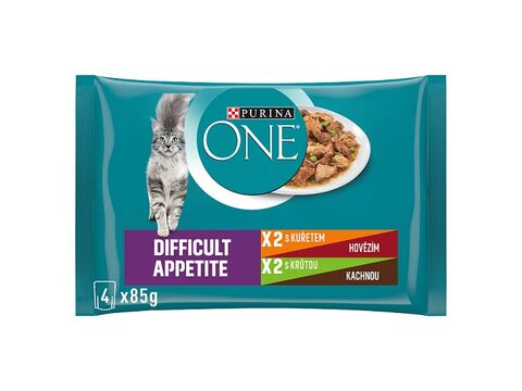 Purina ONE Difficult Appetite 4 x 85 g kapsa kuře,hovězí s fazol, krůta a kachna s mrk.šť 