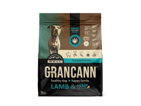 Grancann Lamb & Hemp Adult small & medium breeds - 3 kg s konopným olejem SLEVA exp.6/2022
