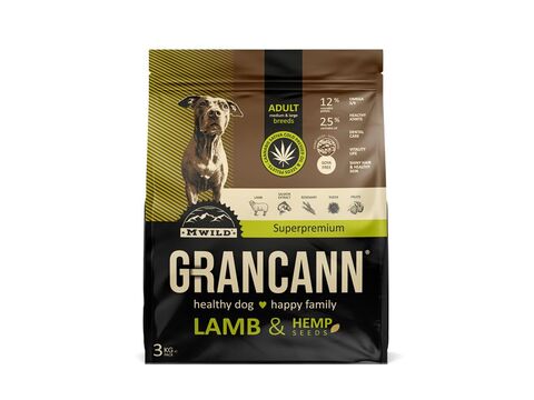 Grancann Lamb & Hemp seeds Adult medium & large breeds - 3 kg s konopným olejem