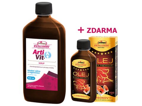 Balíček Artivit sirup 500 ml, dárek lososový olej 200 ml