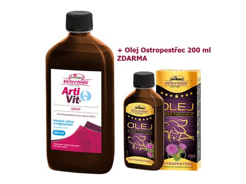 Balíček Artivit sirup 500 ml, dárek Vitar Veterinae ostropestřec olej 200 ml