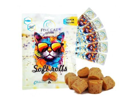 FINE CAT Exclusive Soft Rolls svačinka pro kočky kuře s lososem 5 x 10 g