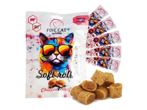 FINE CAT Exclusive Soft Rolls svačinka pro kočky kuřecí a hovězí 5 x 10 g