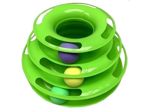 Tatrapet interaktivní hračka pro kočku kruhy s míčky 24,5 x 8 cm zelená