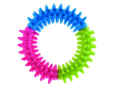 Tatrapet hračka pro psa dentální kroužek s výstupky 10 cm guma barevný