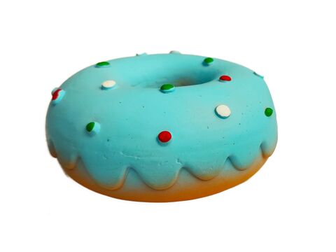 Tatrapet hračka pro psa donut 14 cm pískací latex modrá