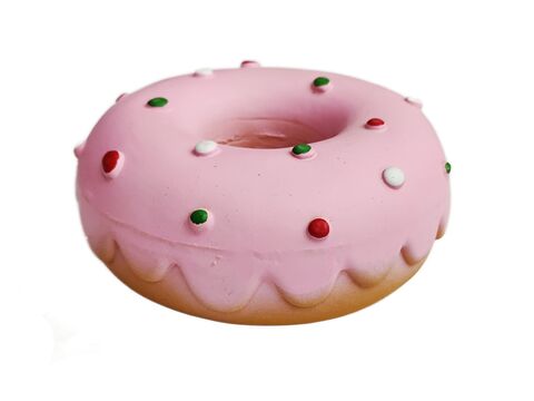 Tatrapet hračka pro psa donut 14 cm pískací latex růžová