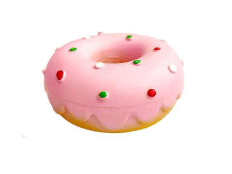 Tatrapet hračka pro psa donut 14 cm pískací latex růžová